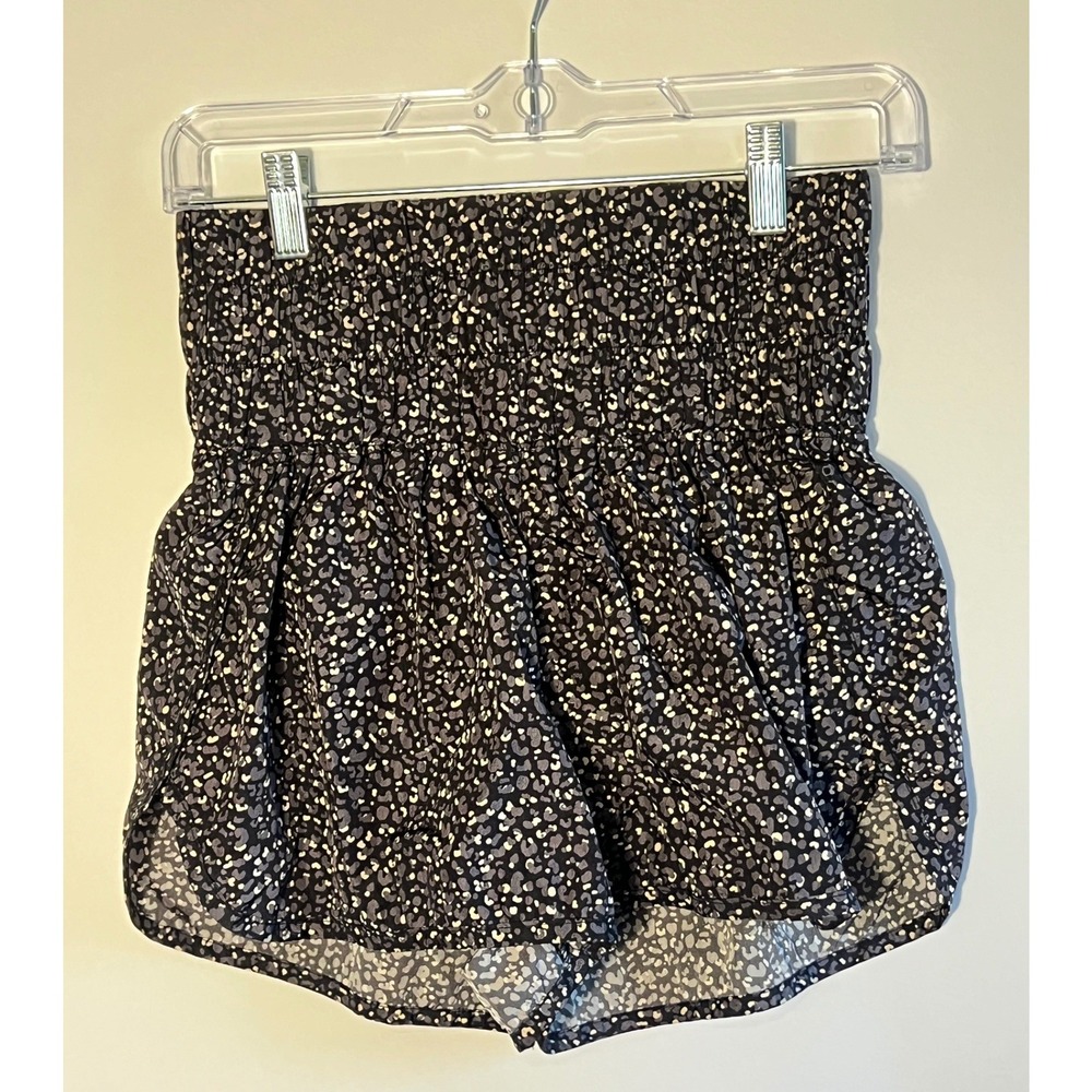 FP Movement The Way Home Printed Shorts Black Grey Cheetah Leopard Medium